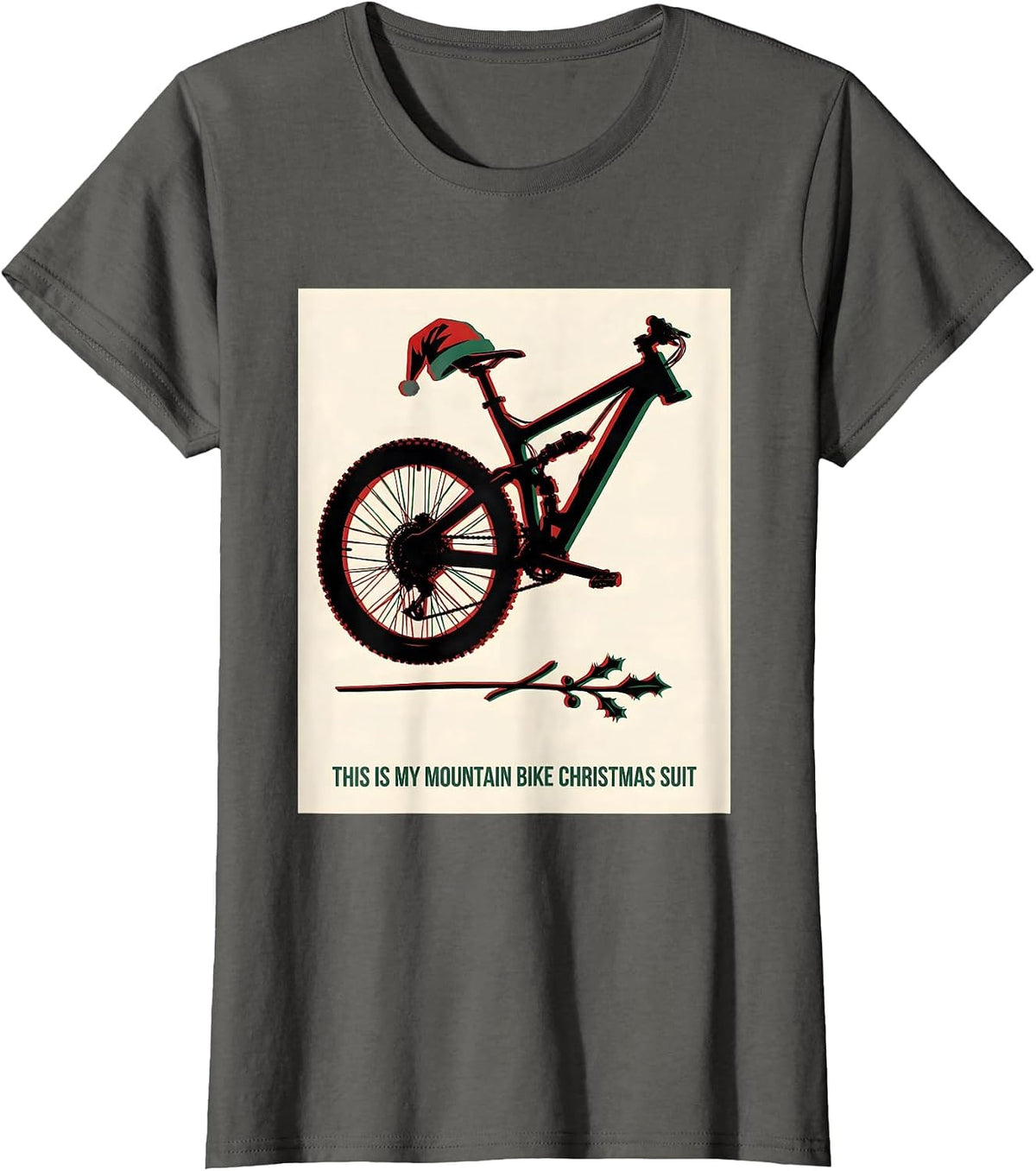 Women's This Is My Mountain Bike Christmas Suit Biker Santa T-Shirt - Asphalt Grey