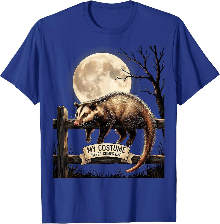 My Costume Never Comes Off Vintage Opossum Halloween Moon T-Shirt - Royal Blue