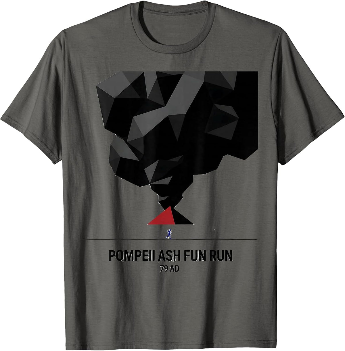 Pompeii Ash Fun Run 79 AD Funny Volcano History Geography T-Shirt - Asphalt Grey