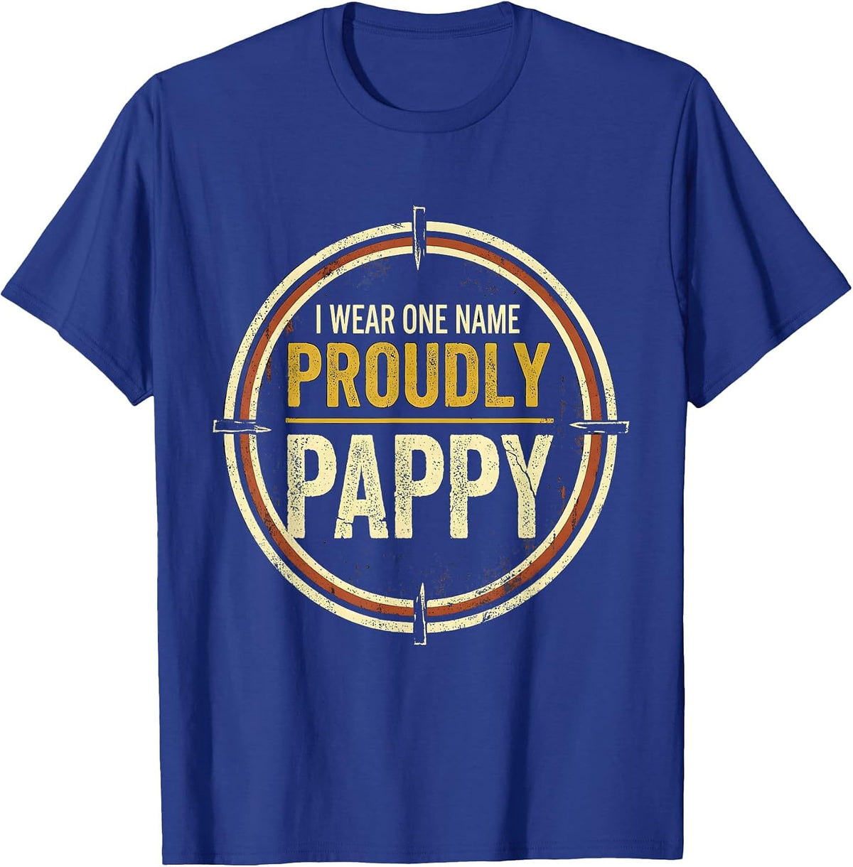 I Wear One Name Proudly: Pappy Distressed Grandpa Gift T-Shirt - Royal Blue