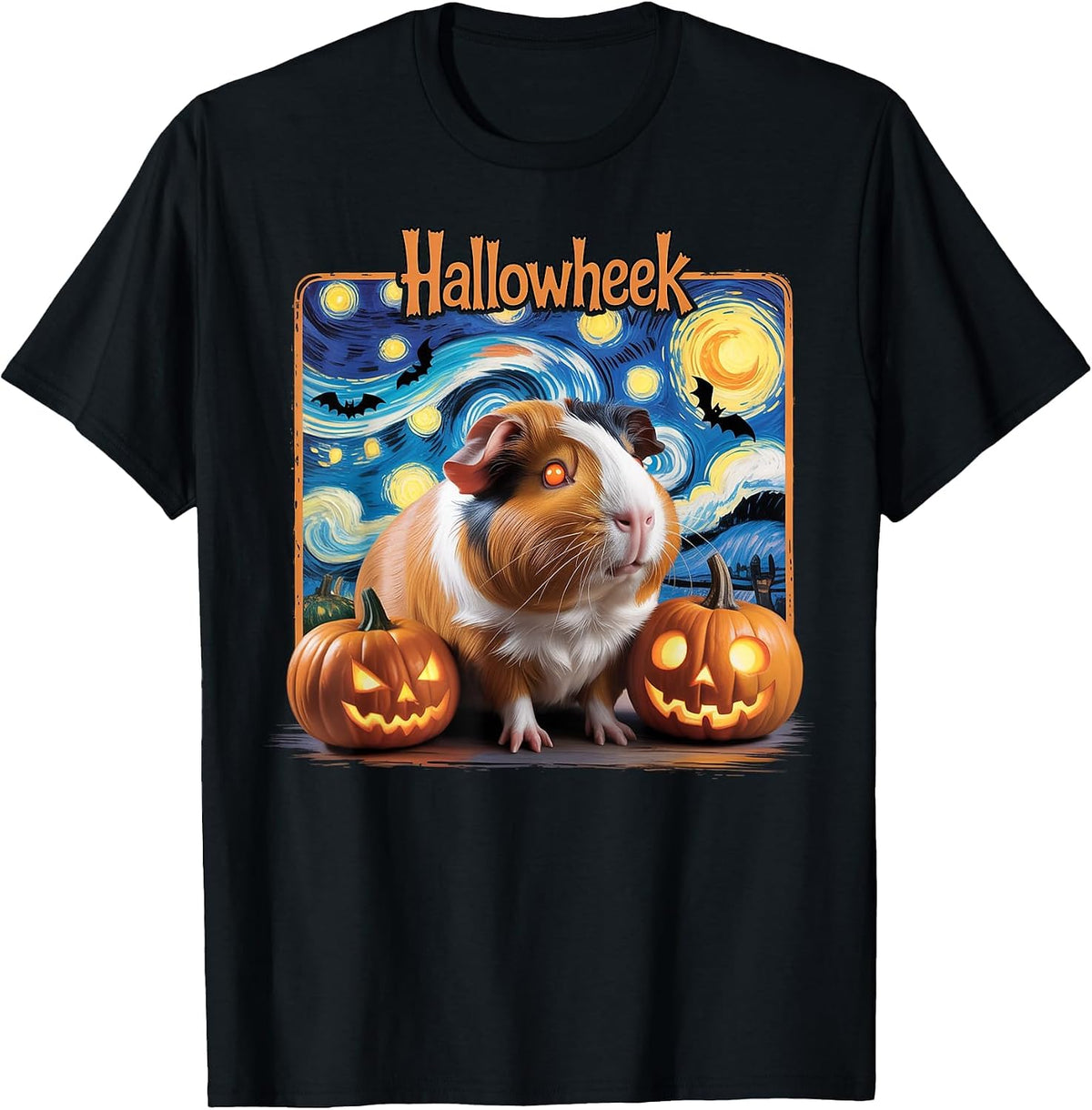 Hallowheek Guinea Pig Halloween Art T-Shirt - Black