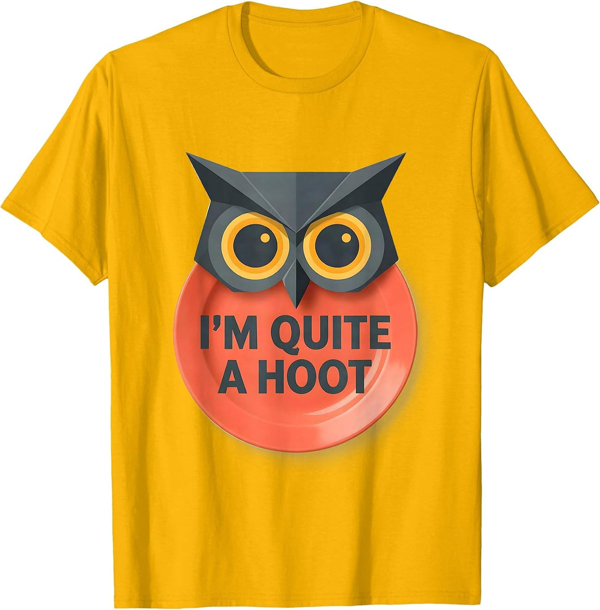 Men's I'm Quite A Hoot Funny Owl Lover Bird Humor Vintage Style T-Shirt - Golden Yellow