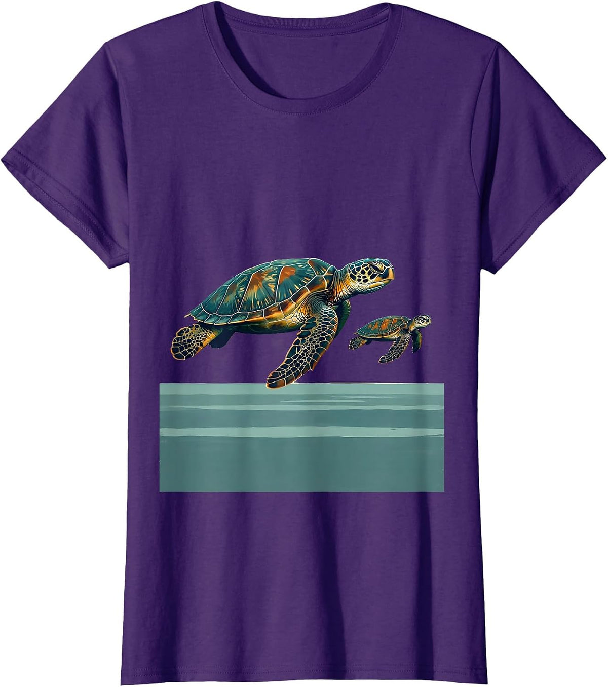 Women's Sea Turtle Family Vacation Souvenir Ocean Animal Artwork T-Shirt - Purple