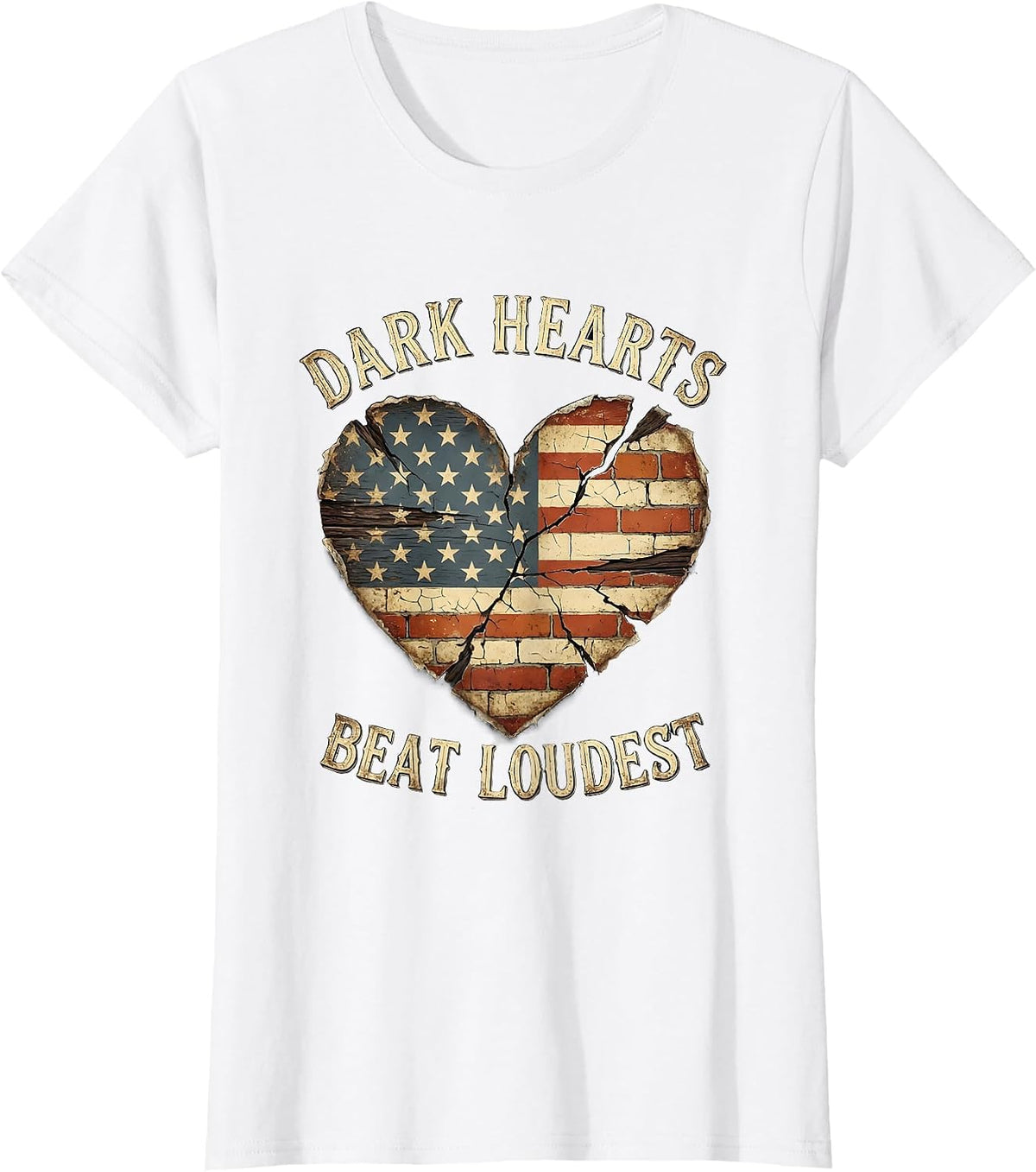 Dark Hearts Beat Loudest Gothic Design T-Shirt - White