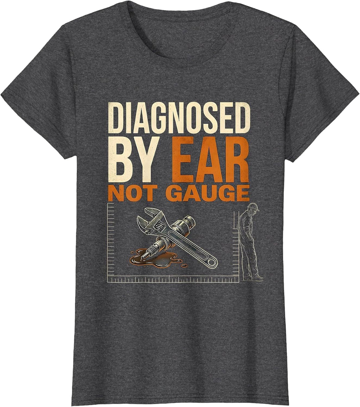 Women's Diagnosed By Ear, Not Gauge Funny Trucker Diesel Pickup T-Shirt - Dark Heather Grey