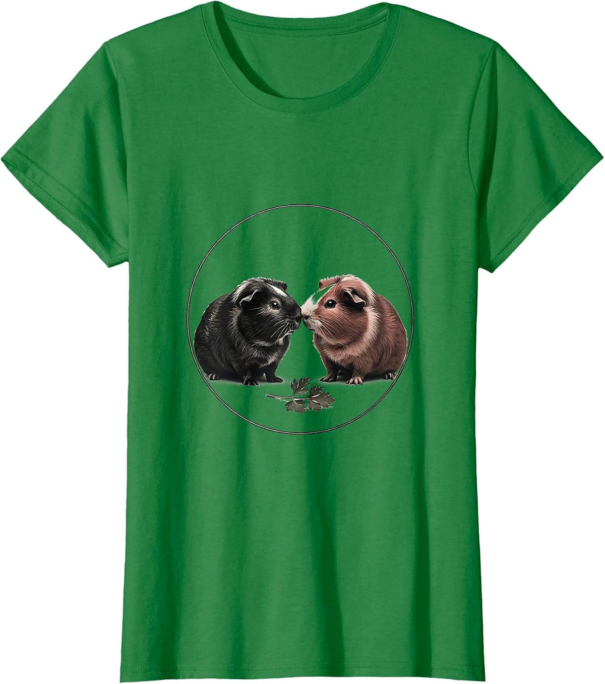 Women's Guinea Pigs Nose-to-Nose Minimalist Pet Lover Humor T-Shirt - Kelly Green