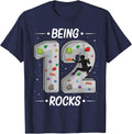 12 Year Old Rock Climbing 12th Birthday Adventures Climber T-Shirt - Navy Blue
