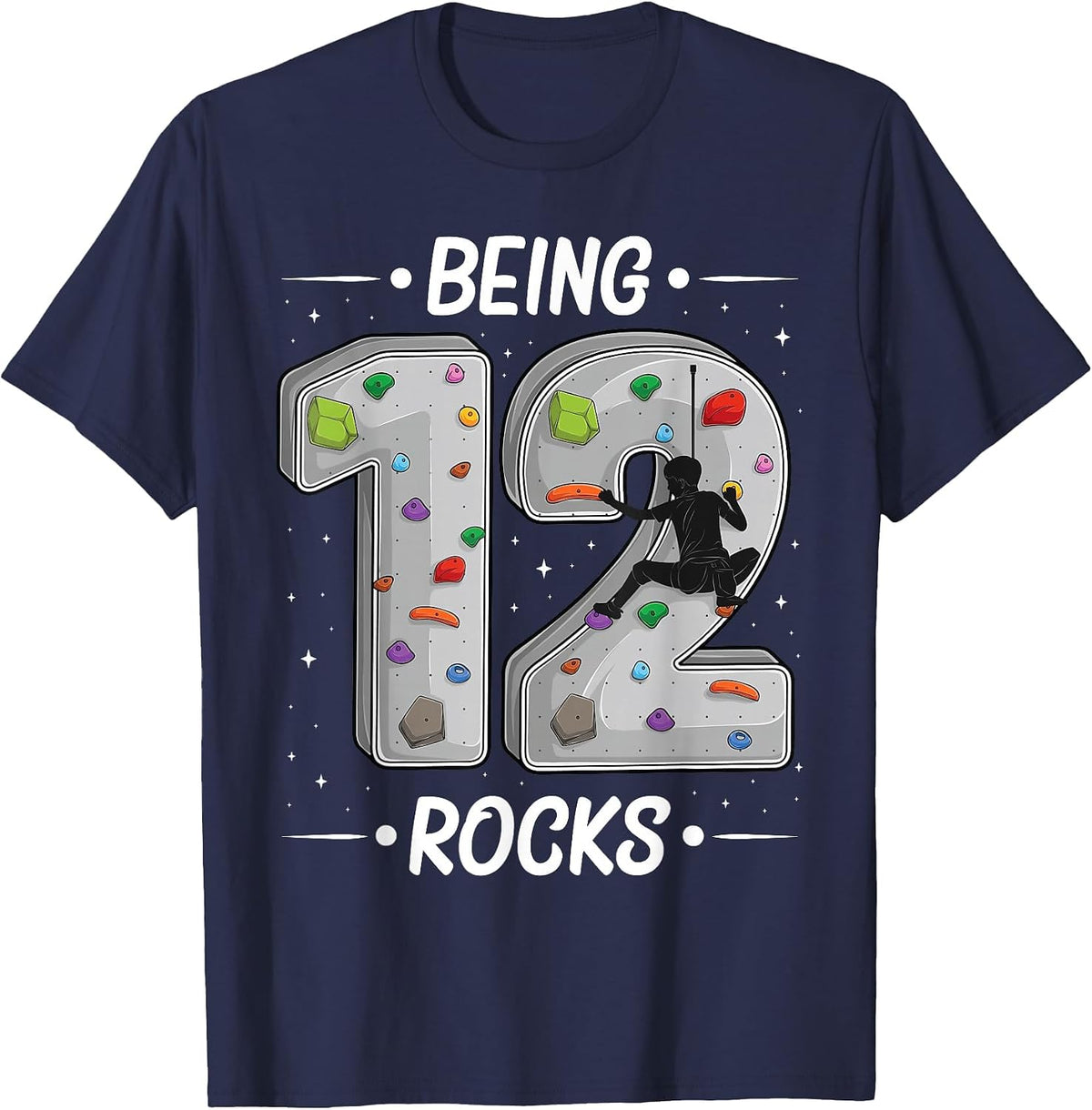12 Year Old Rock Climbing 12th Birthday Adventures Climber T-Shirt - Navy Blue