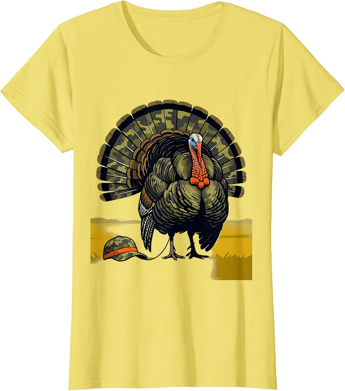 Wild Turkey Camo Hunting Youth Boy Birthday T-Shirt - Lemon Yellow