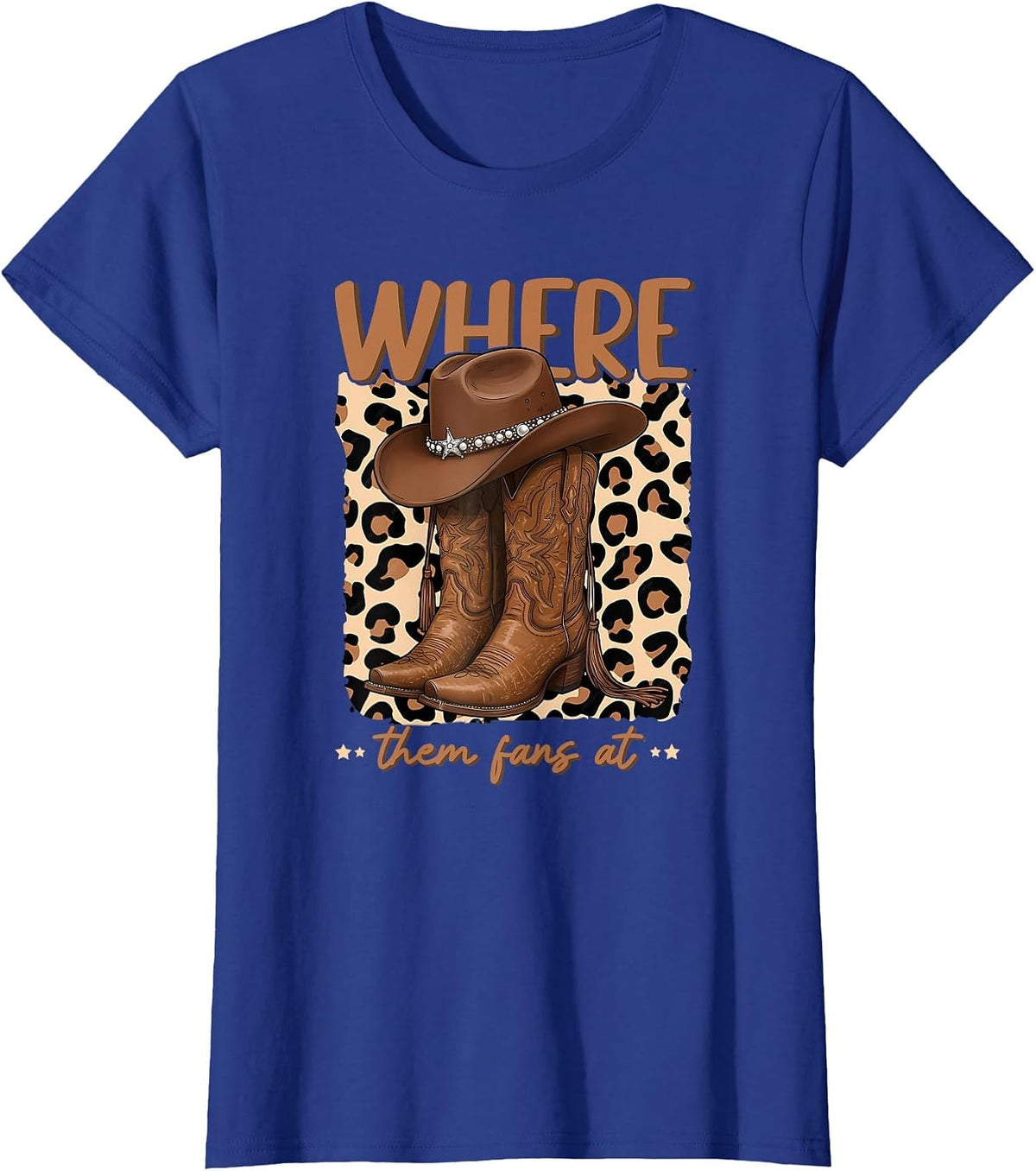 Where Them Fans at Boots On Da Ground Cowgirl Linedance T-Shirt - Royal Blue