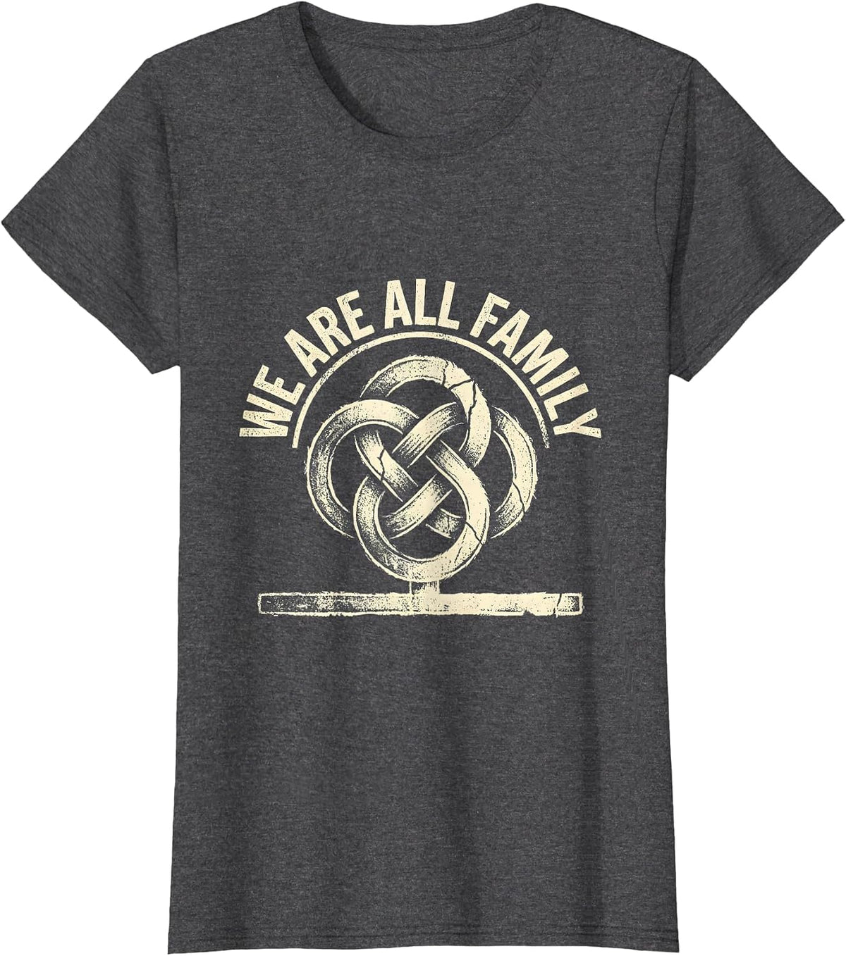 Women's We Are All Family Rubber Stamp Family Reunion Matching Group T-Shirt - Dark Heather Grey