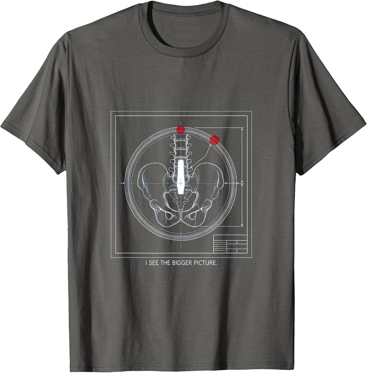 I See The Bigger Picture Technical Blueprint Radiology Tech T-Shirt - Asphalt Grey