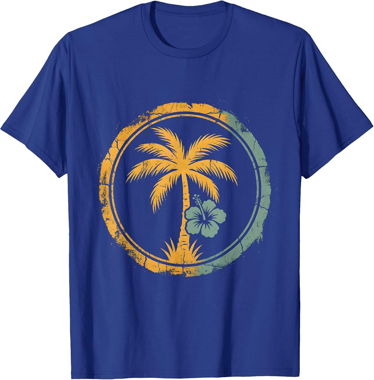 Aloha Surfer Riding Massive Curling Wave Art T-Shirt - Royal Blue