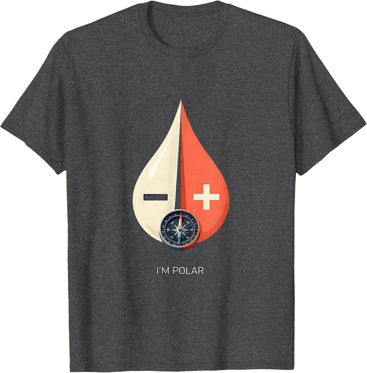 Men's I'm Polar Funny Chemistry Science Teacher Physics Student T-Shirt - Dark Heather Grey