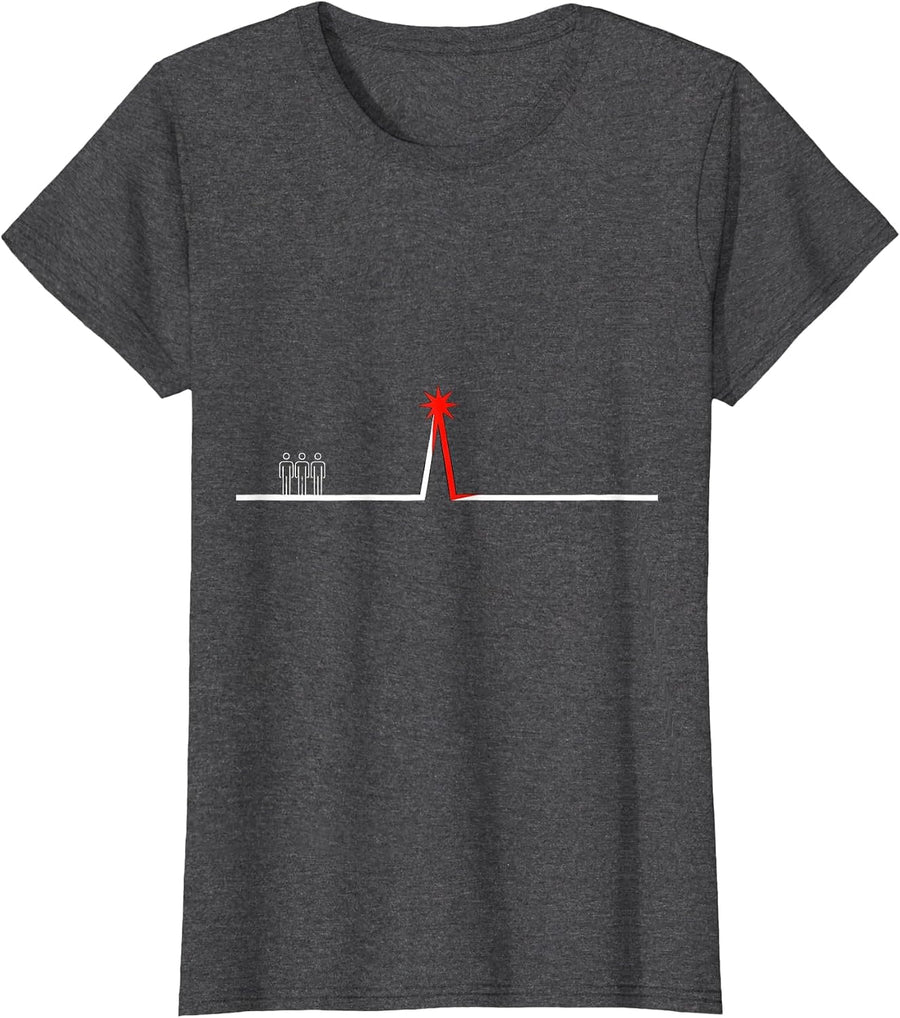 Women's Starburst Line Nurse Crew New Year Eve Party T-Shirt - Dark Heather Grey
