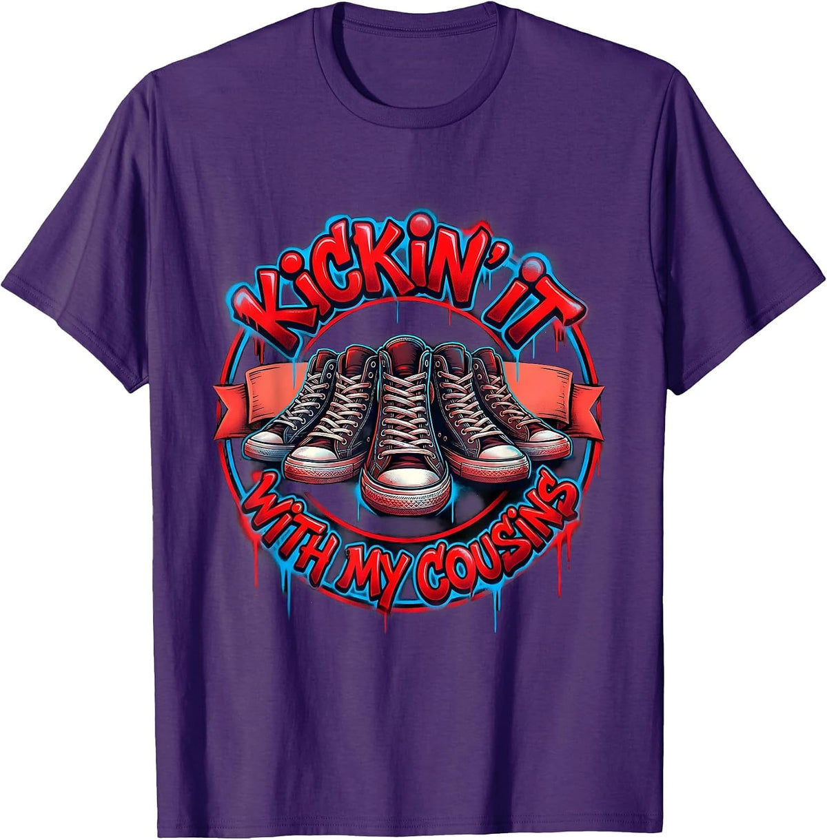Men's Kickin It With My Cousins Graffiti Family Reunion Matching T-Shirt - Purple
