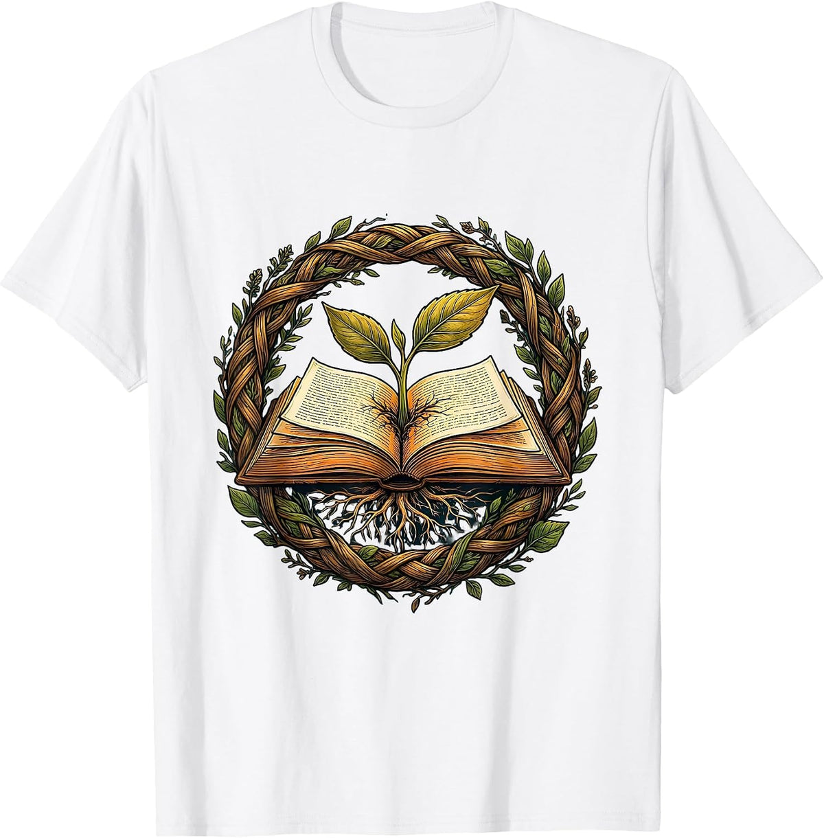 Men's Paraprofessional Seedling Book Growth Graphic T-Shirt - White