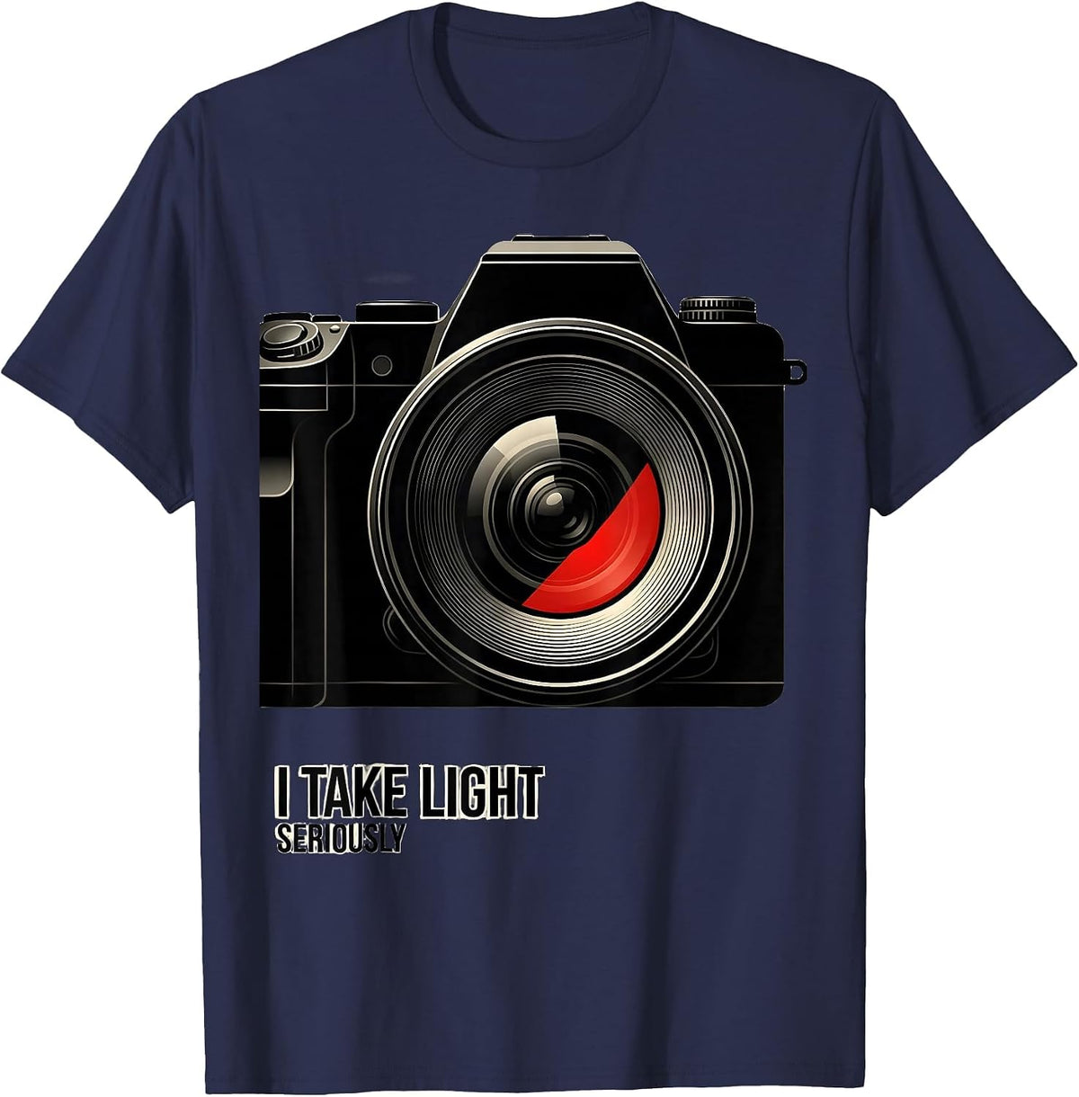 Men's I Take Light Seriously Funny Photography Hobbyist Camera T-Shirt - Navy Blue