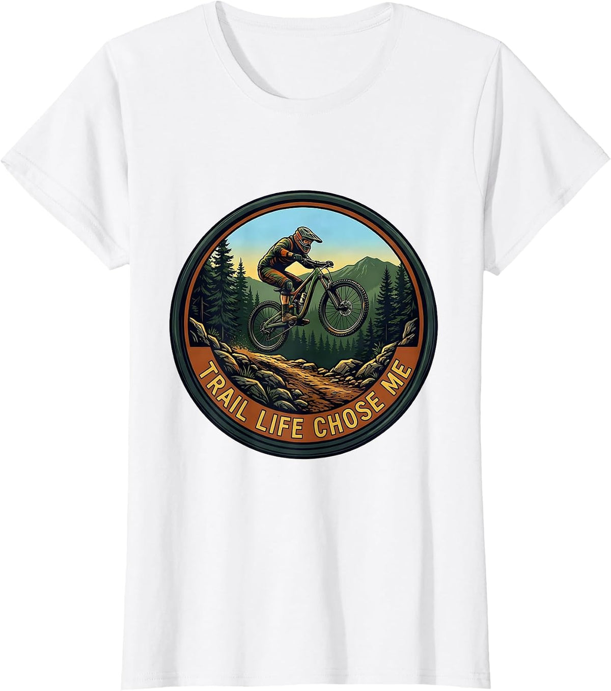 Trail Life Chose Me Mountain Bike Design T-Shirt - White