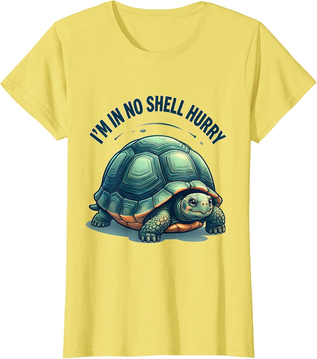 I’m In No Shell Hurry Cute Kawaii Tortoise Lover Humor T-Shirt - Lemon Yellow