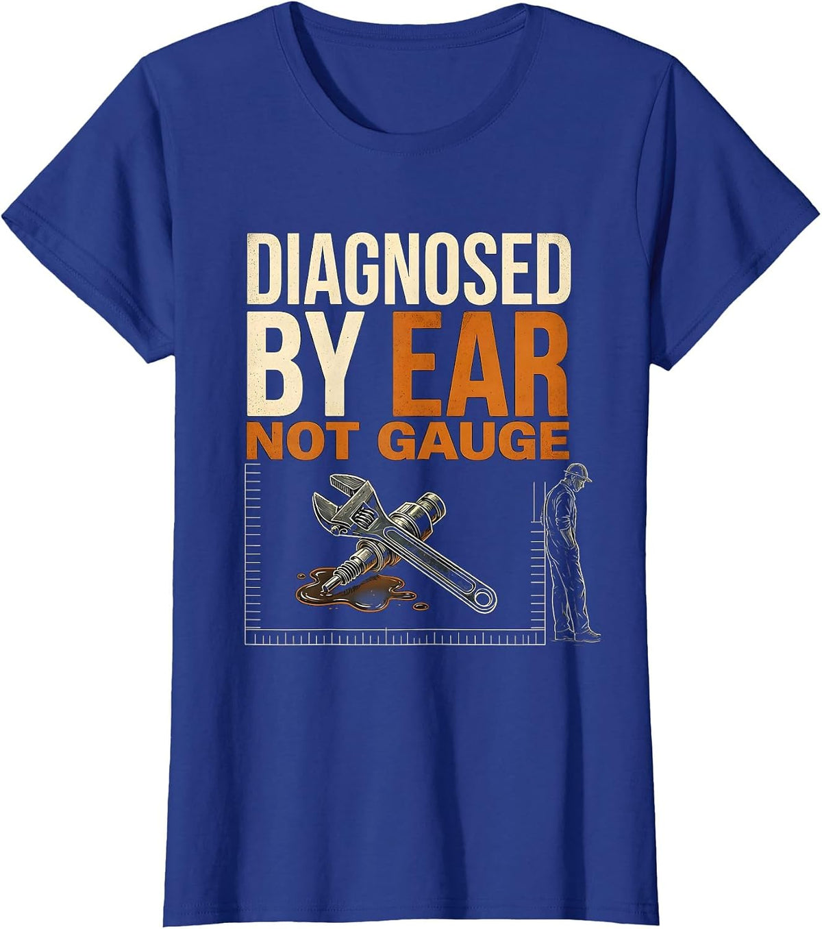 Women's Diagnosed By Ear, Not Gauge Funny Trucker Diesel Pickup T-Shirt - Royal Blue