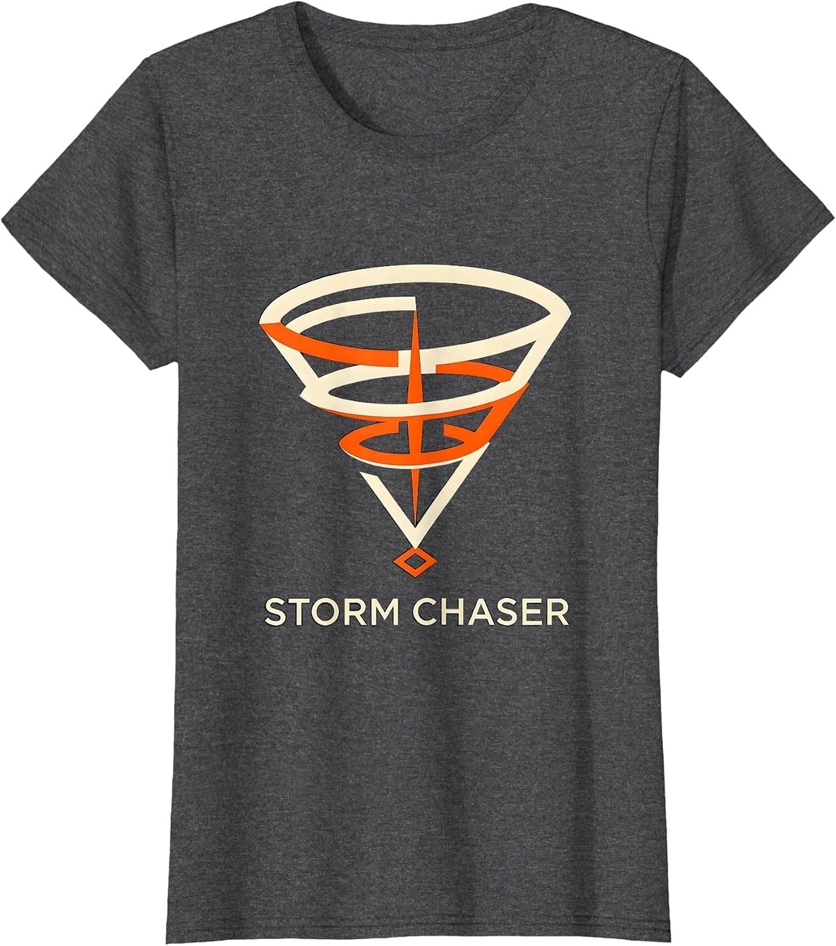Women's Storm Chaser Minimalist Tornado Glyph Weather Enthusiast T-Shirt - Dark Heather Grey