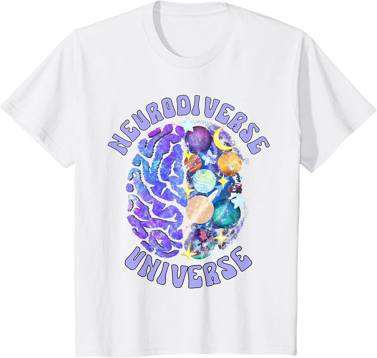 Neurodiverse Universe Neurodiversity Brain ADHD Awareness T-Shirt - White