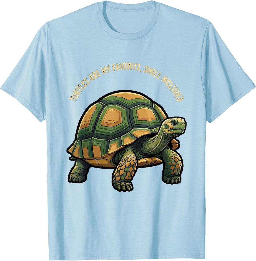 Men's Turtles Are My Favorite, Shell Included Cartoon T-Shirt - Baby Blue