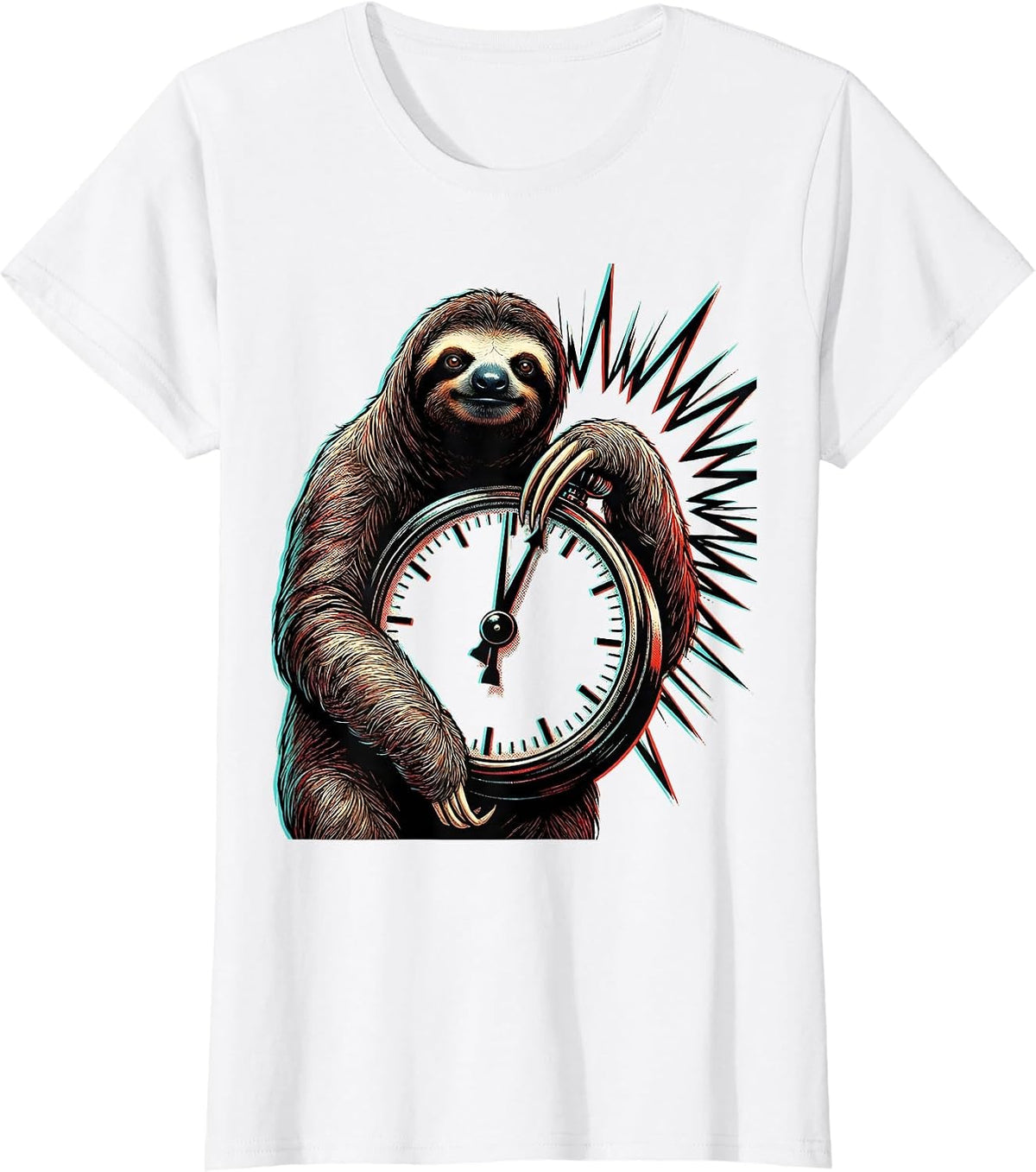 Calm Sloth Pop Art Funny Sloth Lover Humor T-Shirt - White