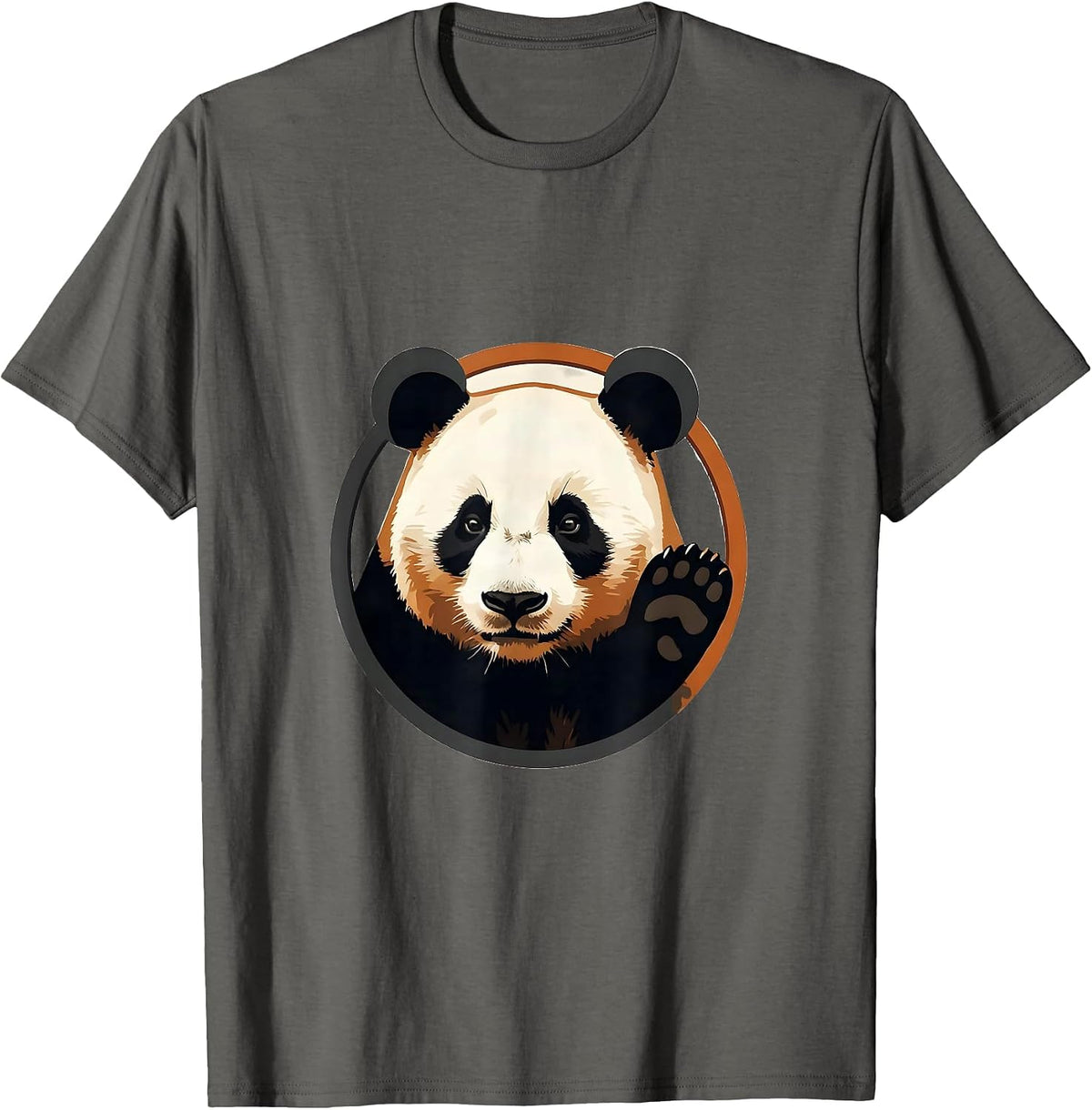 Panda Medallion Minimalist Animal Lover Gift T-Shirt - Asphalt Grey
