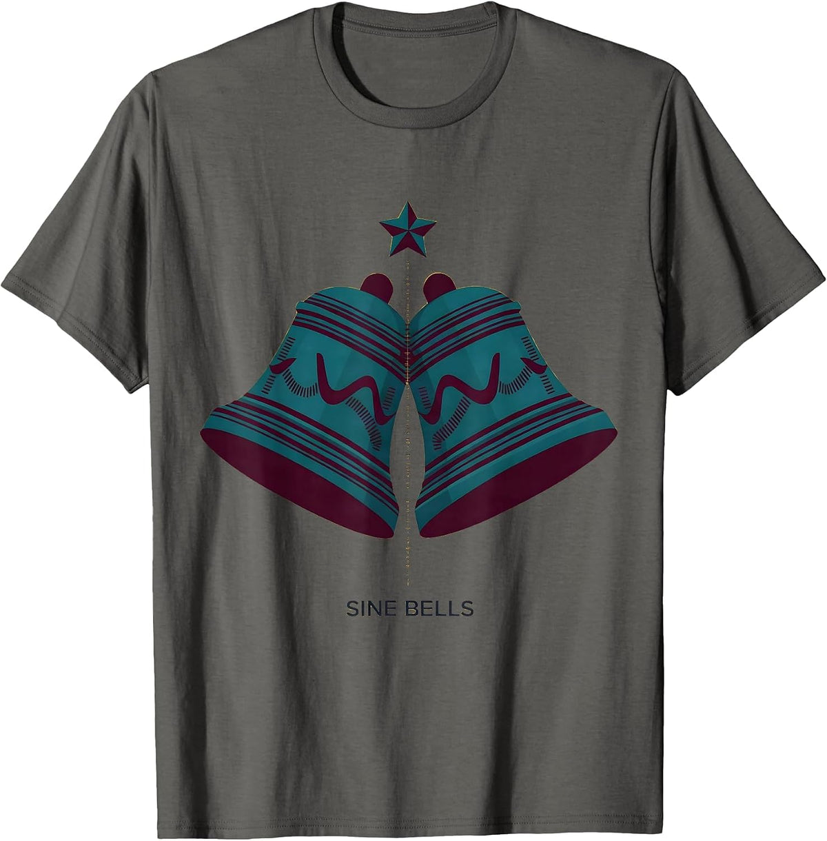 Sine Bells Geometric Math Teacher Christmas STEM Humor T-Shirt - Asphalt Grey