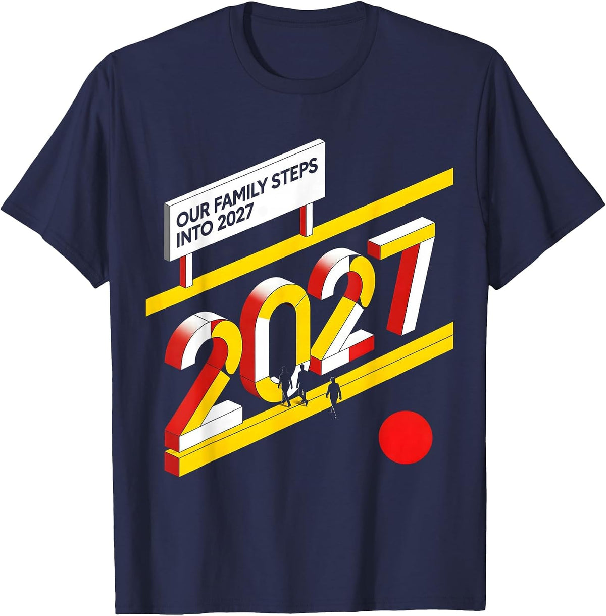 Men's Our Family Steps Into 2027 Bauhaus Modernist Family Party T-Shirt - Navy Blue