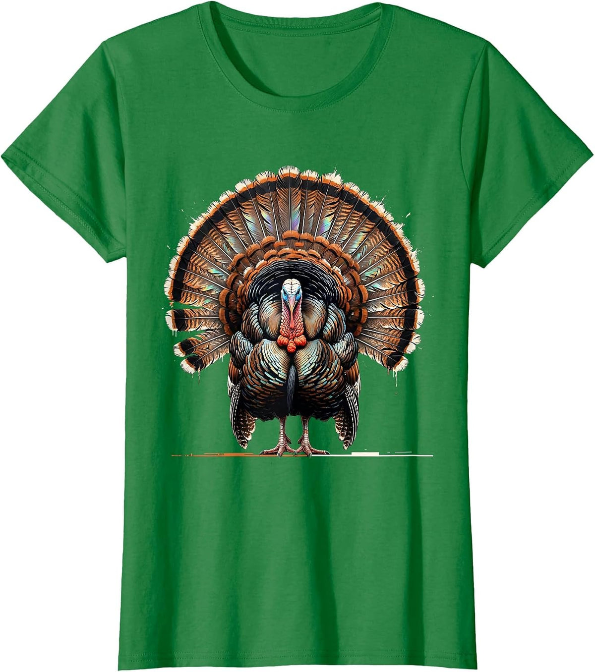 Women's Wild Turkey Fanning Feathers Hunting Graphic T-Shirt - Kelly Green