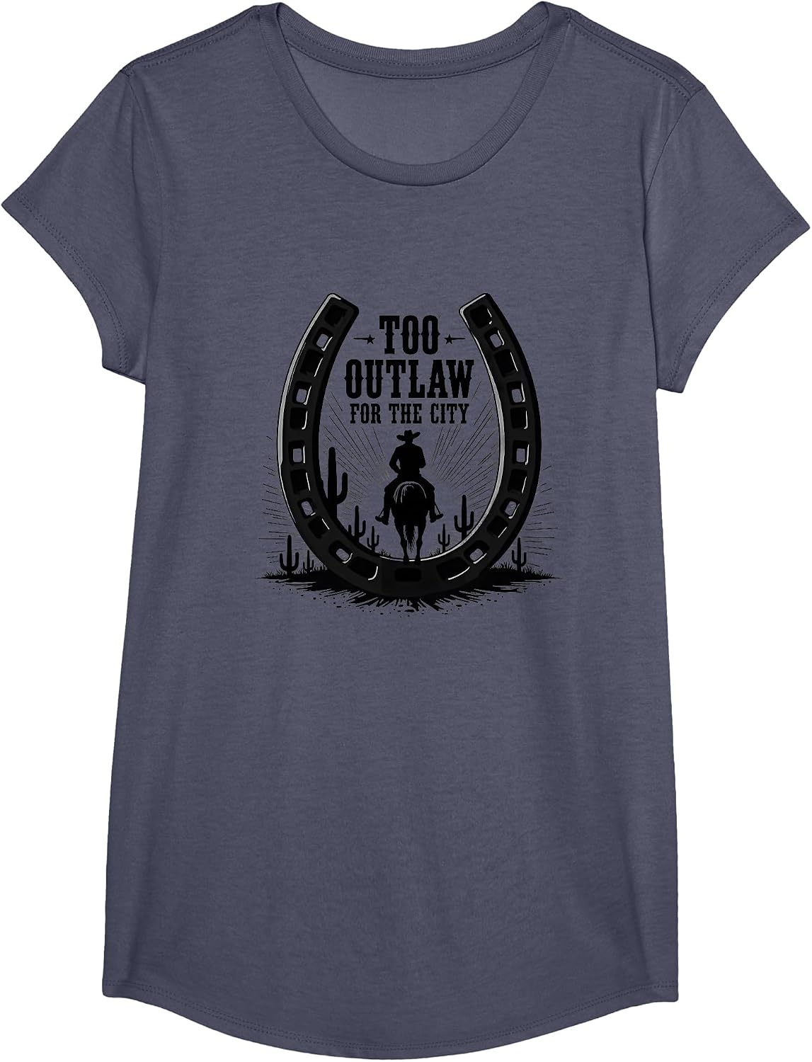 Mademark Cowboy & Western Men T-Shirt - Girls Heather Blue-too Outlaw for the City