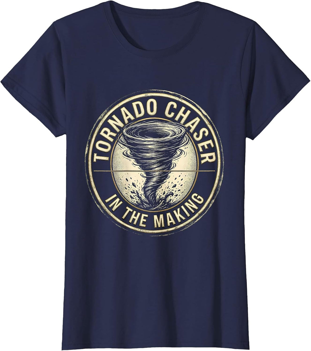 Women's Tornado Chaser In The Making Emblem Storm Chaser Meteorology T-Shirt - Navy Blue
