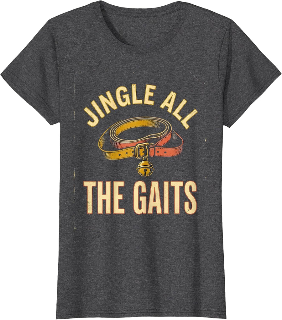 Women's Jingle All The Gaits Vintage Physical Therapist PT OT Gift T-Shirt - Dark Heather Grey