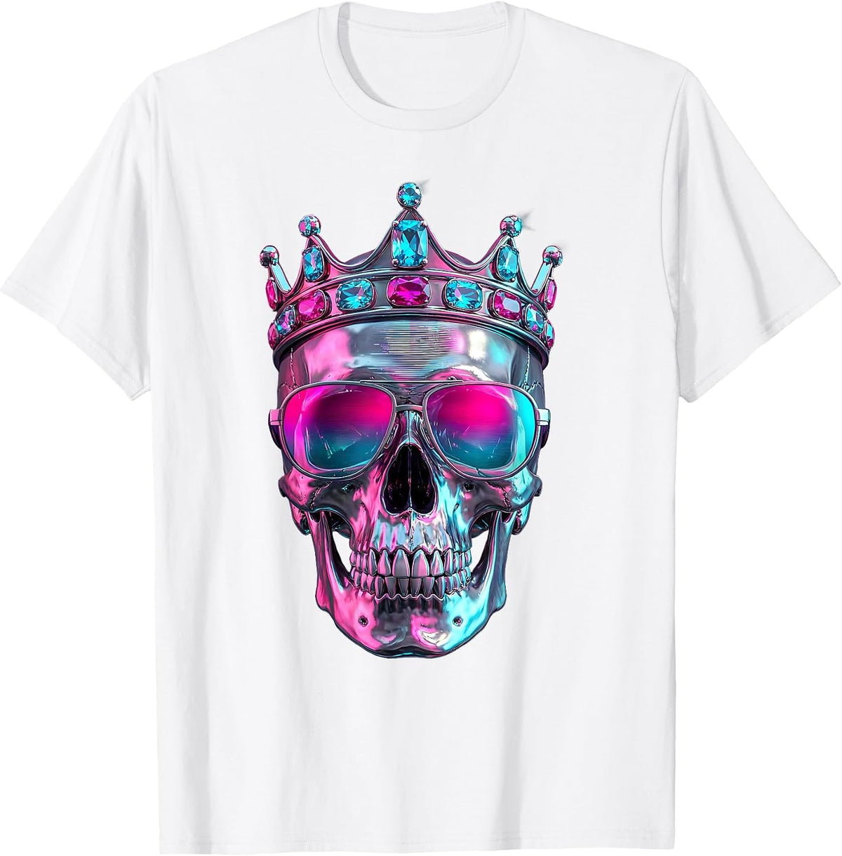 Crowned Skull With Sunglasses Brat Graphic T-Shirt - White