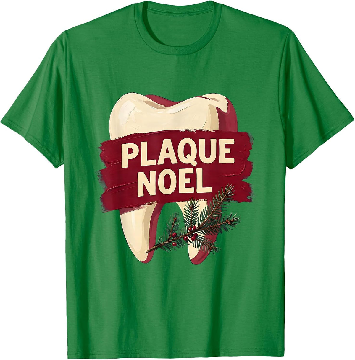 Men's Plaque Noel Funny Dental Christmas Dentist Dental Hygienist T-Shirt - Kelly Green