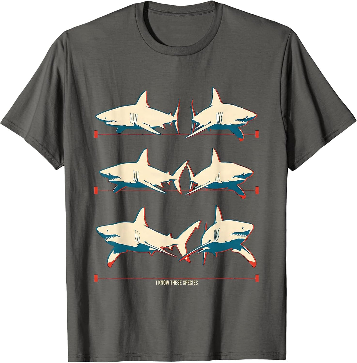 Men's I Know These Species Funny Shark Lover Marine Biology Humor T-Shirt - Asphalt Grey
