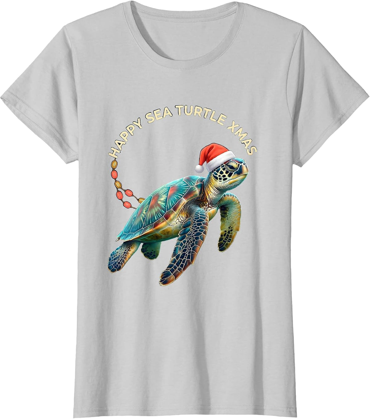 Happy Sea Turtle Xmas Whimsical Sea Turtle Lover Holiday T-Shirt - Silver Grey
