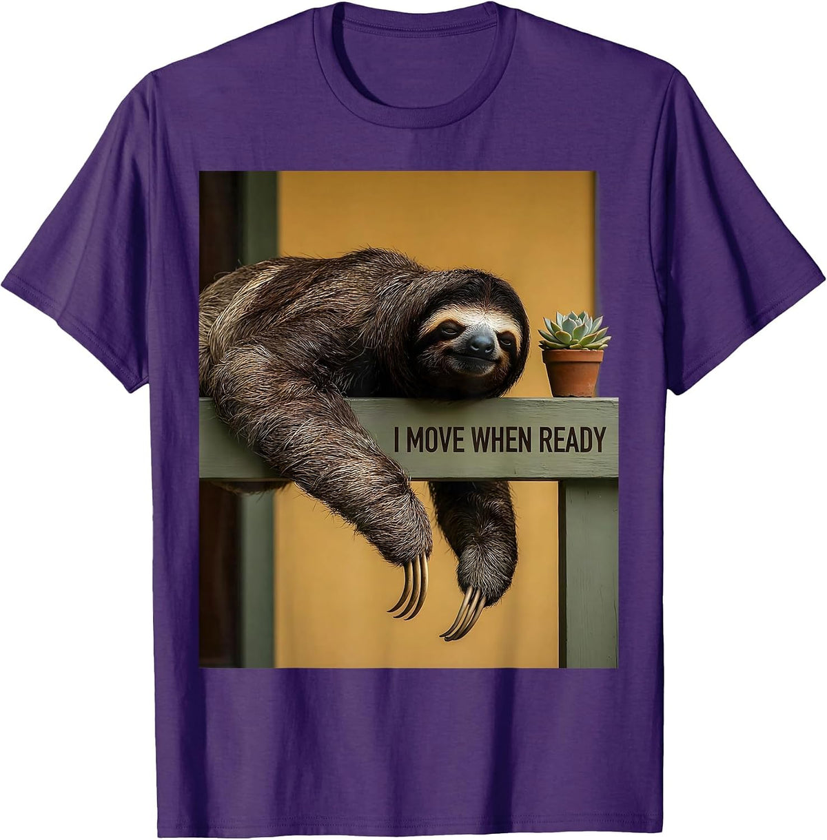 I Move When Ready Funny Sloth Lover Gift for Valentine's Day T-Shirt - Purple