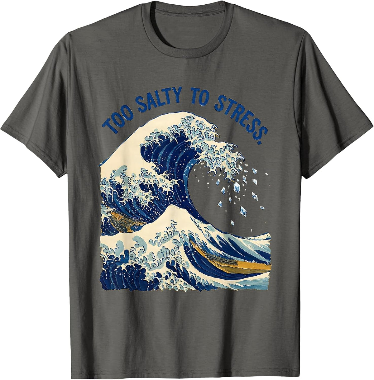 Too Salty To Stress Hawaiian Tropical Design T-Shirt - Asphalt Grey