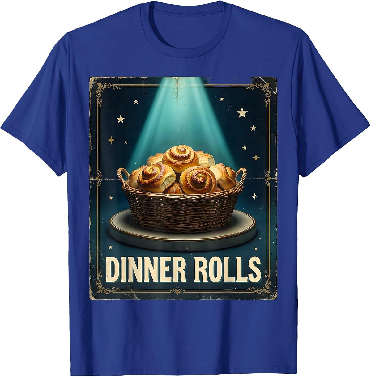 Men's Dinner Rolls Vintage Thanksgiving Bootleg Rap Tee Parody T-Shirt - Royal Blue