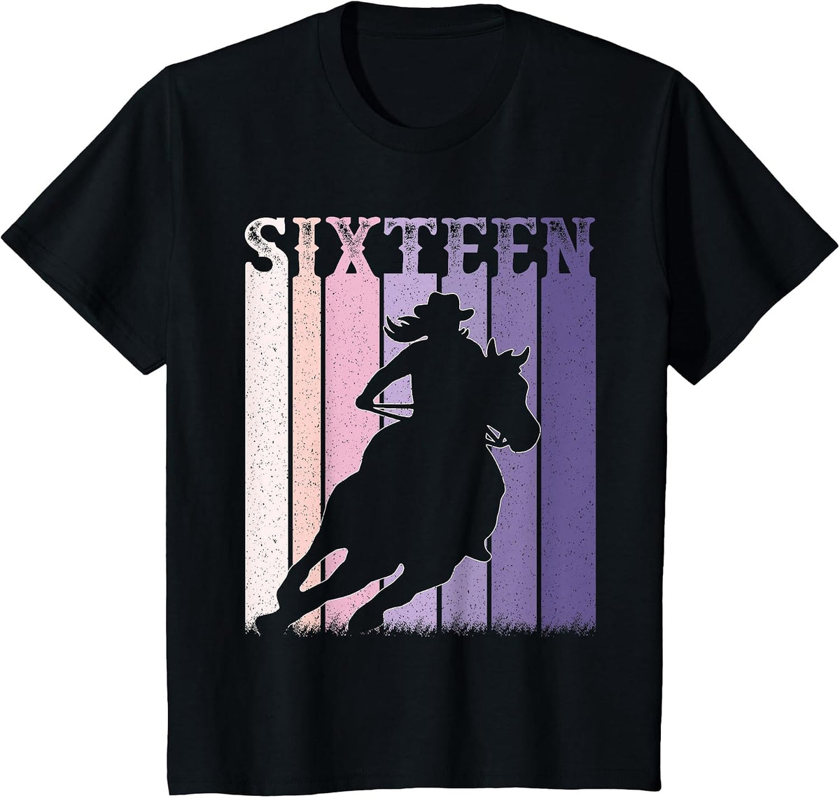 16th Birthday Cowgirl Girls 16 Year Old Rodeo Horse Vintage T-Shirt - Black