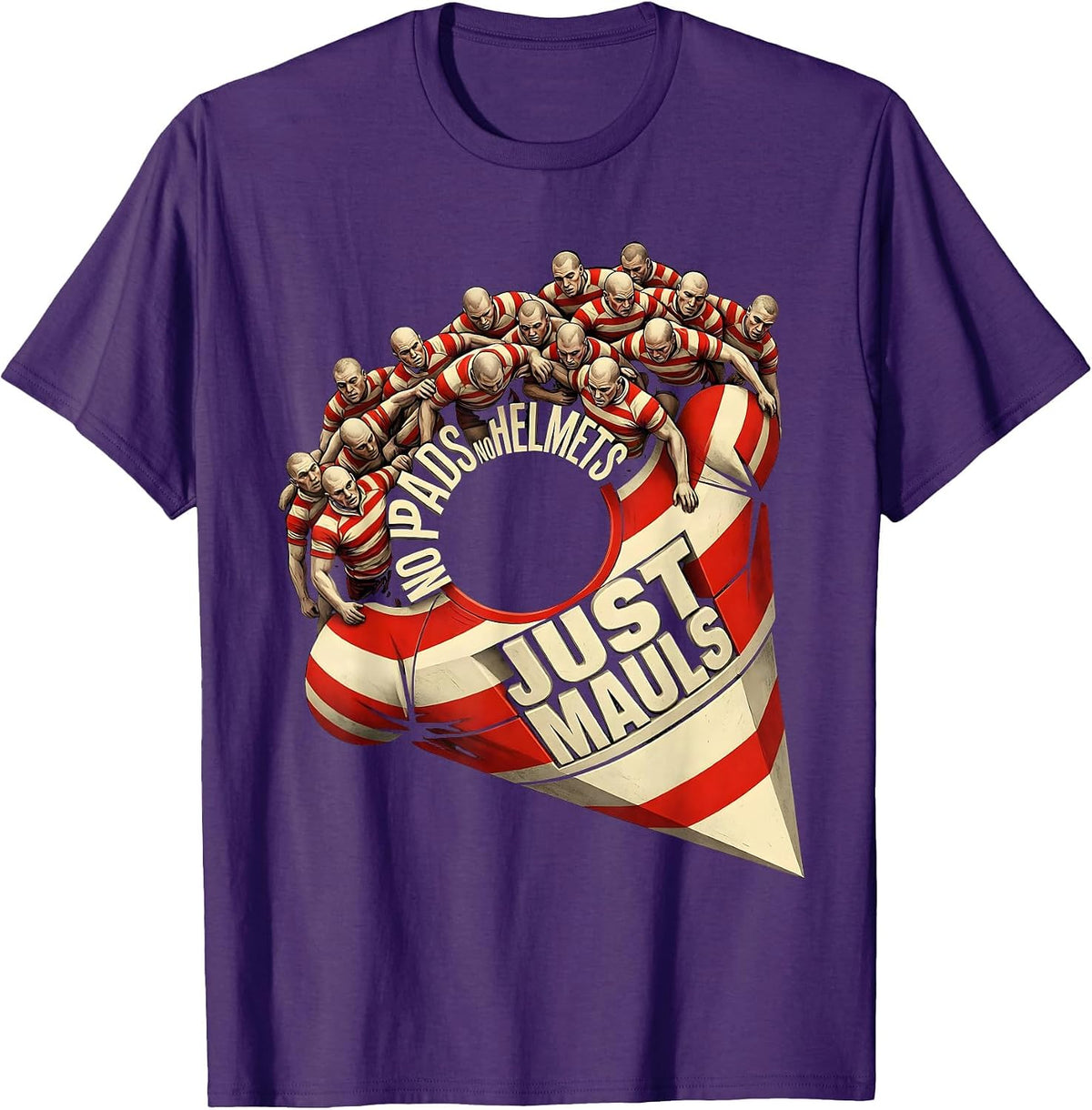No Pads No Helmets Just Mauls Funny Rugby Player Coach Gift T-Shirt - Purple