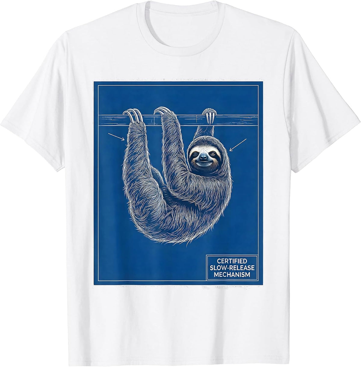 Men's Certified Slow-Release Mechanism Funny Sloth Lover Gift T-Shirt - White