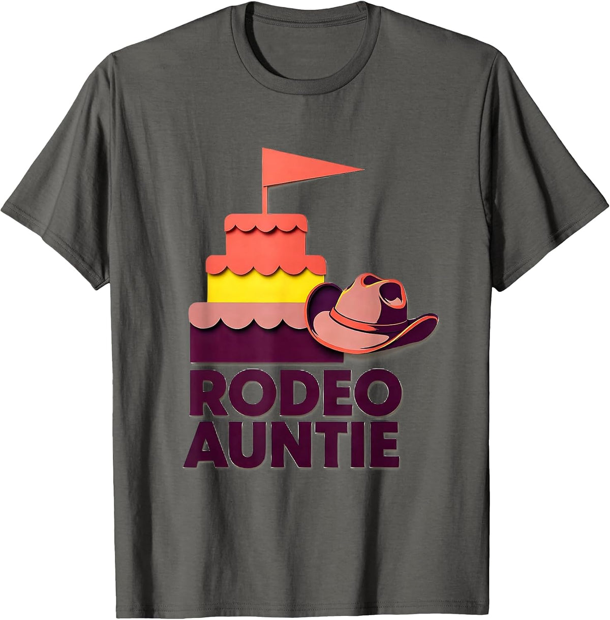 Rodeo Auntie Paper Cutout Cowgirl Birthday Party Family T-Shirt - Asphalt Grey