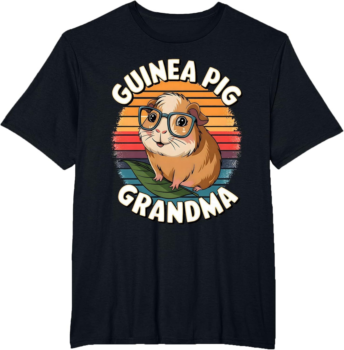 Cute Guinea Pig Grandma Design for Grandmothers T-Shirt - Black
