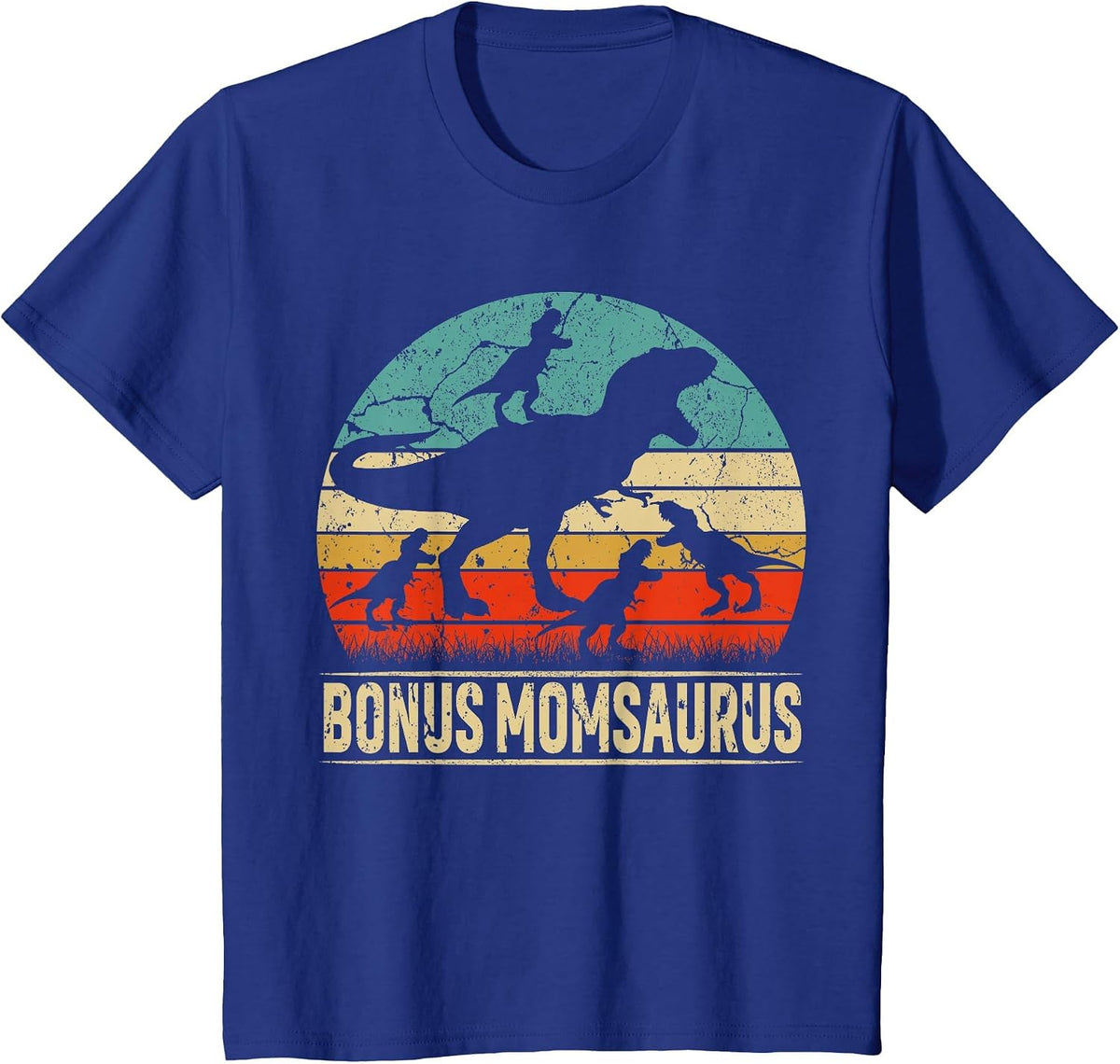 Bonus Mom Dinosaur T Rex Bonus Momsaurus 4 Kids Family T-Shirt - Royal Blue
