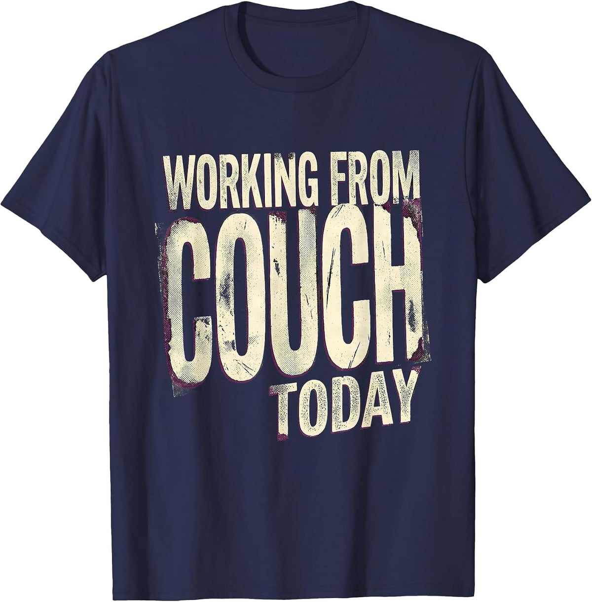 Men's Working From Couch Today Labor Day Sarcastic Design T-Shirt - Navy Blue
